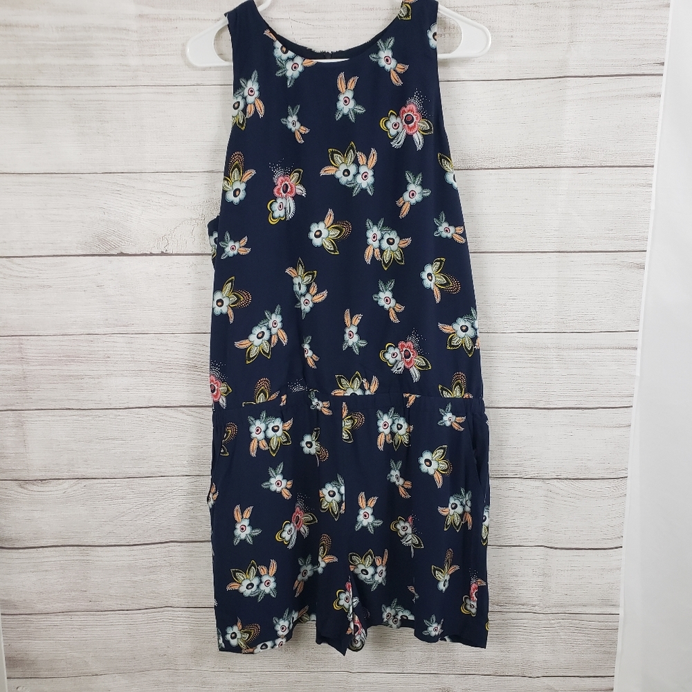 Ann Taylor Loft Navy Blue Floral Romper